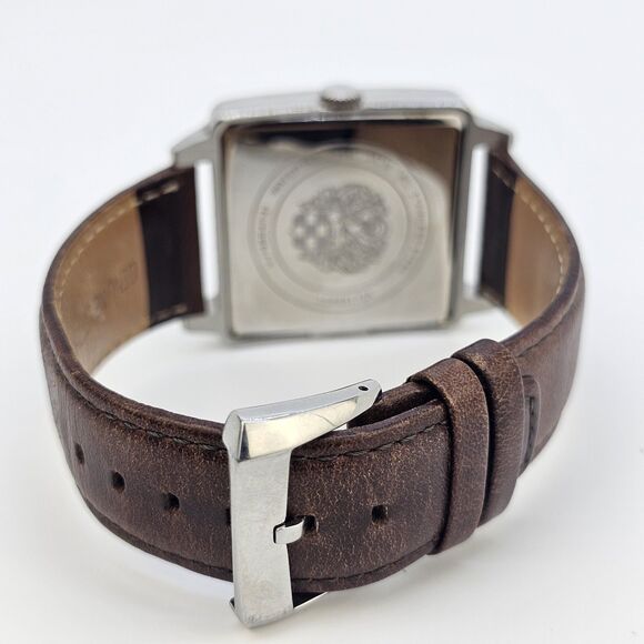 Vince Camuto Men's Watch 38MM Blue Dial Date Brown Leather Bands New Battery - Picture 9 of 15